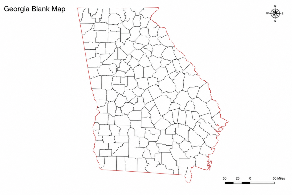 Blank Map of Georgia, United States