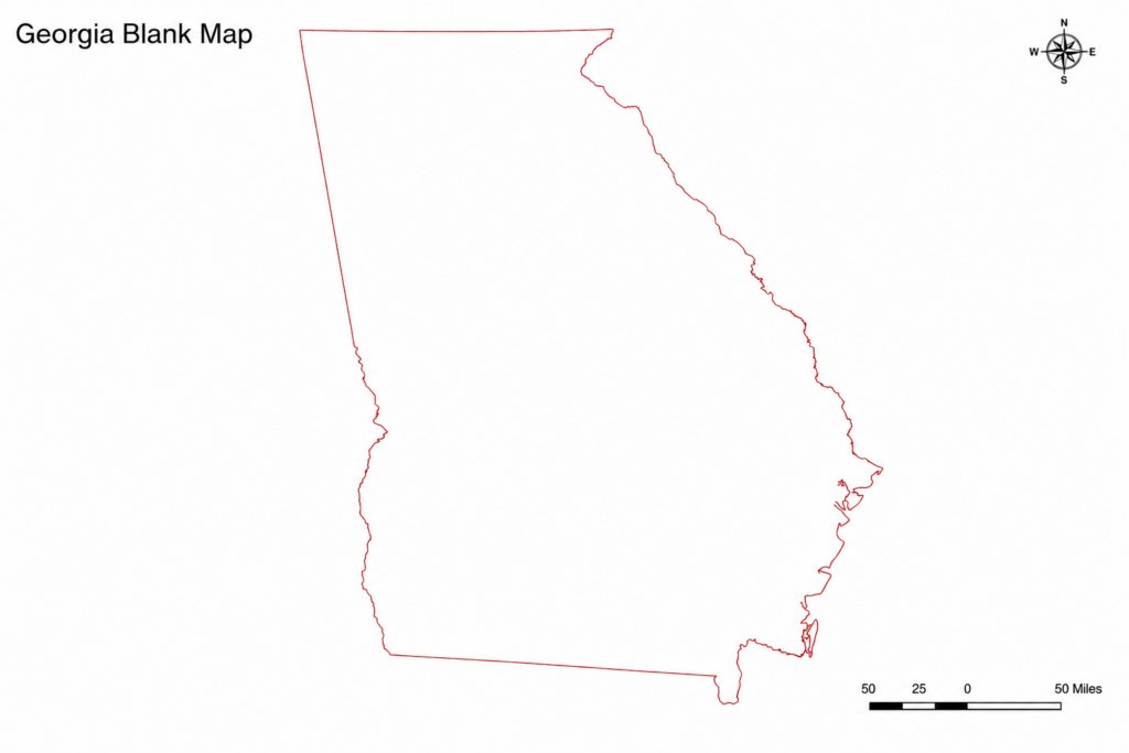 Blank Map of Georgia, United States Without State Boundaries