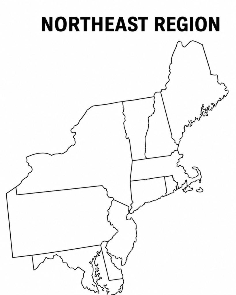 Blank Map of the North East United States
