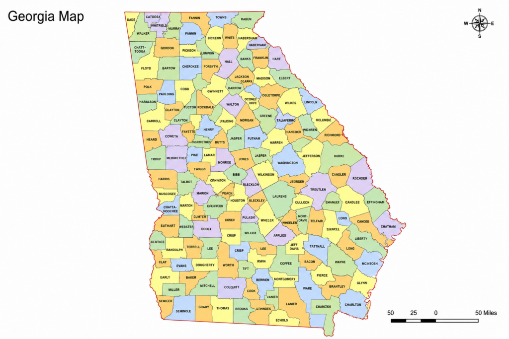 Map of Georgia, United States
